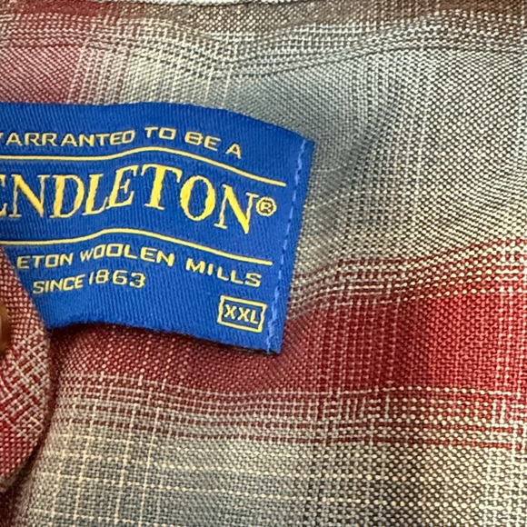 Pendleton Men's Red and Gray Wool Plaid Shirt Size XXL - Picture 3 of 5